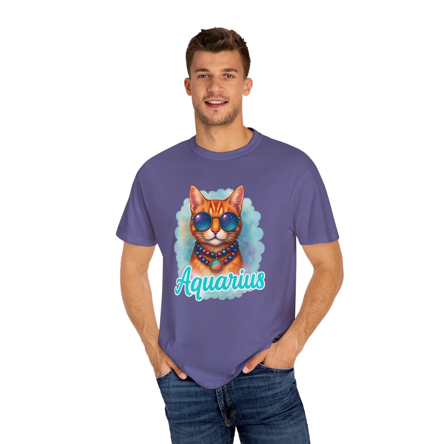 Aquarius – Colorful Cool Cat Zodiac Shirt