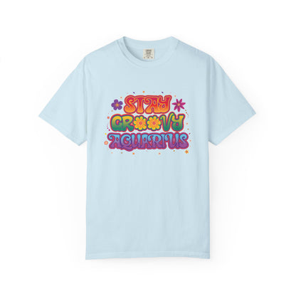 Stay Groovy Aquarius – Retro Flower Power Tee