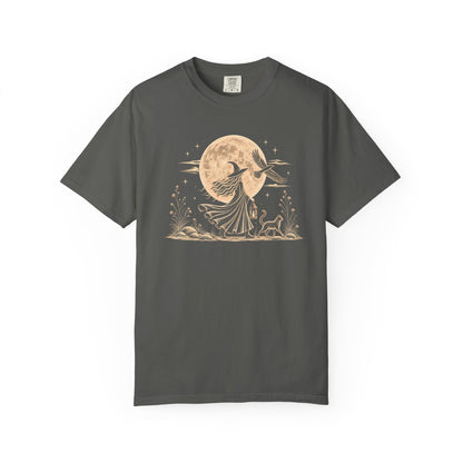 Mystical Moon Witch T-Shirt | Vintage Celestial Spiritual Feminist Tee
