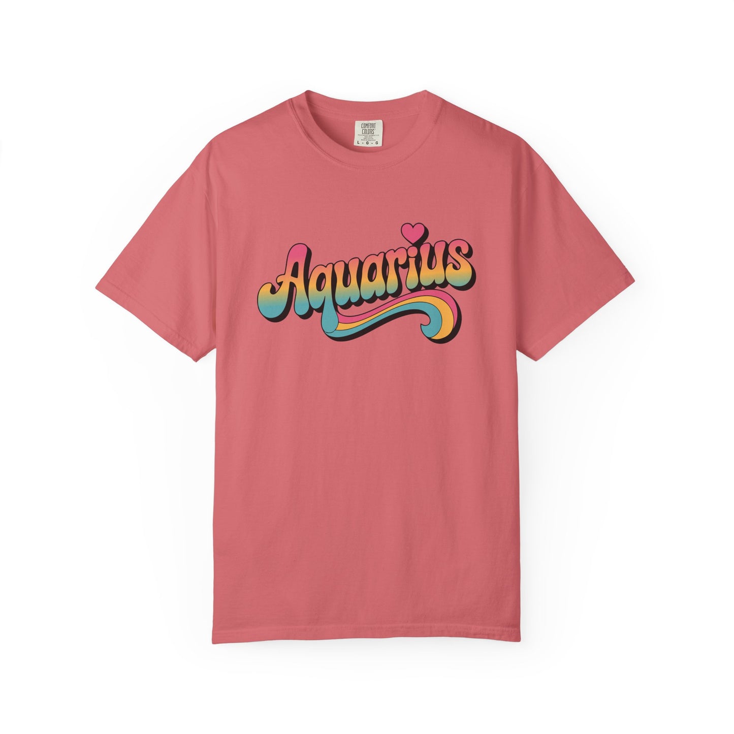 Aquarius – Groovy Heartburst Retro Zodiac Tee
