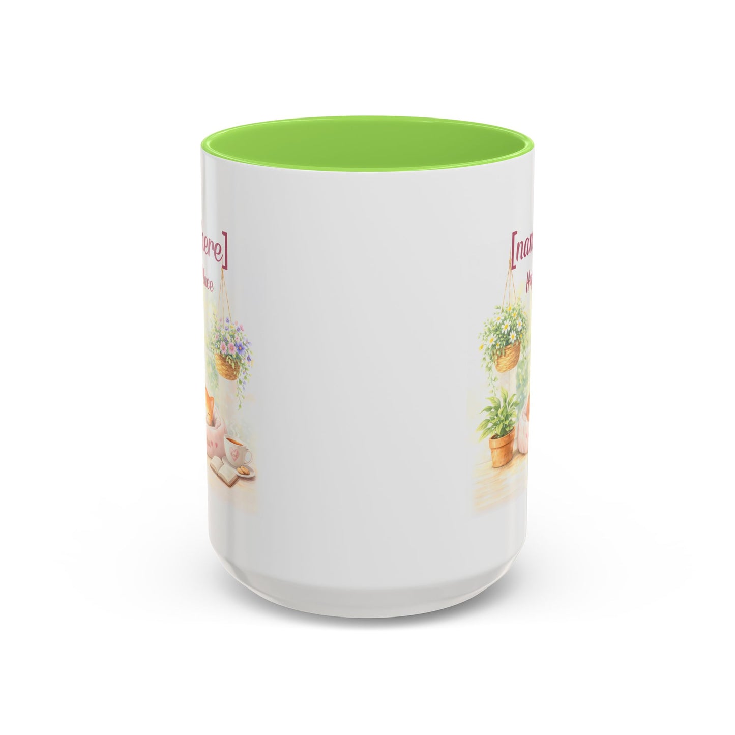 Personalized Name Cat Mug - Custom "Happy Place" Ceramic Mug for Cat Lovers