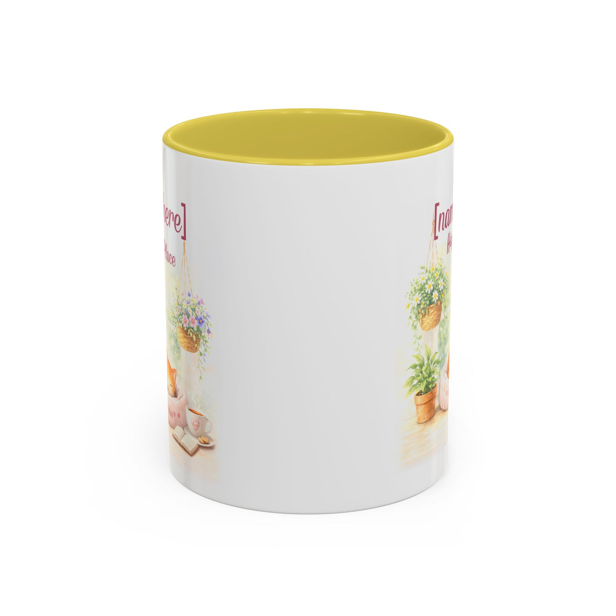 Personalized Name Cat Mug - Custom "Happy Place" Ceramic Mug for Cat Lovers