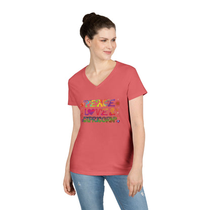 Peace Love Capricorn Women’s V-Neck Tee – Empowering Retro Zodiac Shirt