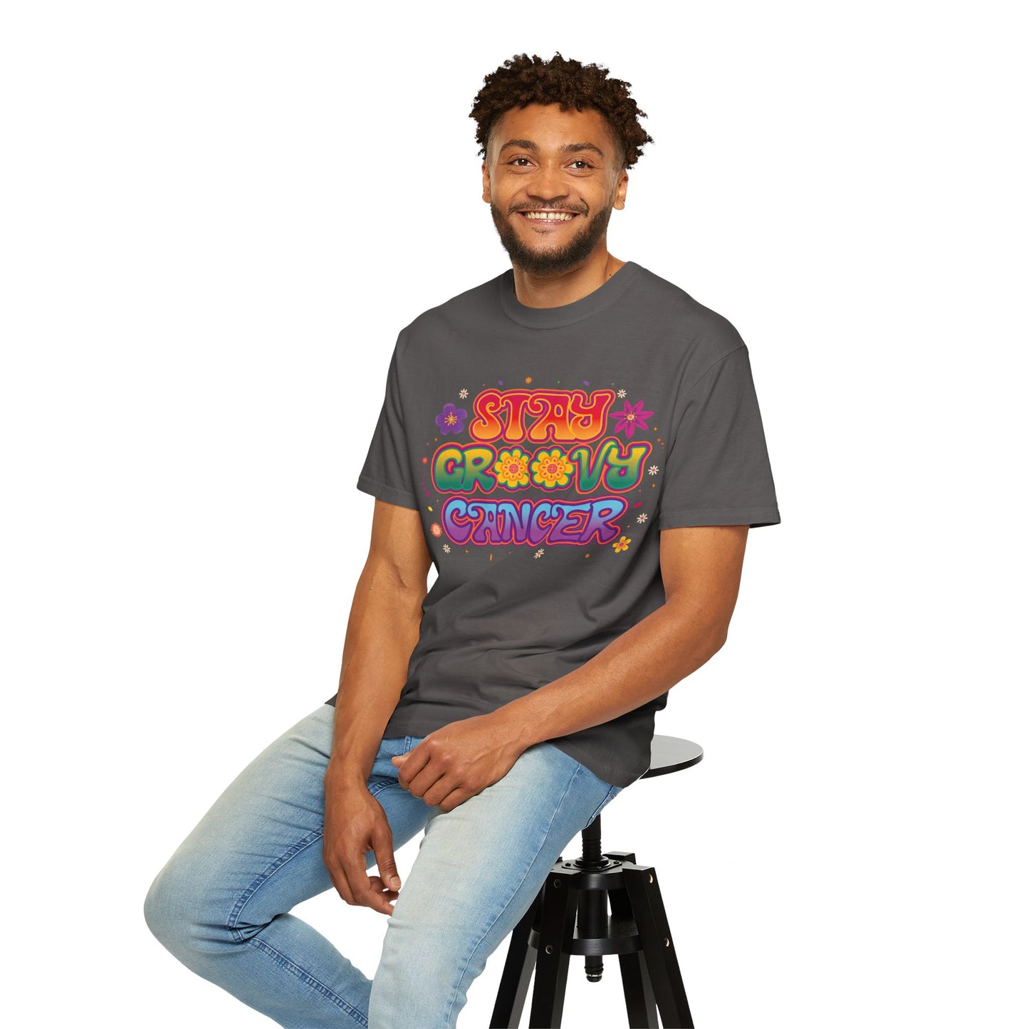 Stay Groovy Cancer Tee – Retro Colorful Zodiac Shirt