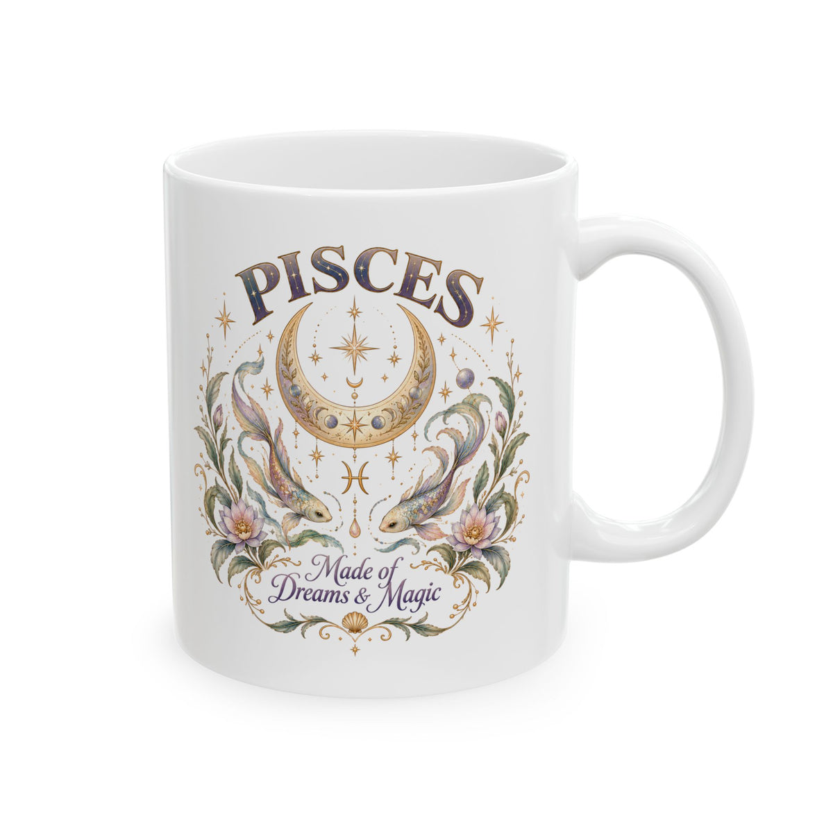 Mystical Pisces Fish And Crescent Moon Coffee Mug