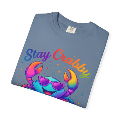 Stay Crabby Cancer – Rainbow Retro Crab