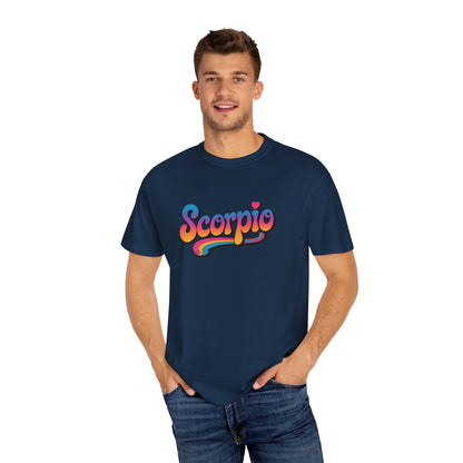Scorpio Retro Groovy Tee – Multicolor Zodiac Shirt