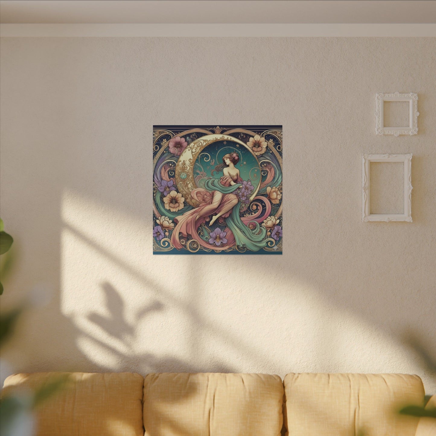 Floral Moon Muse – Art Nouveau Goddess Wall Art