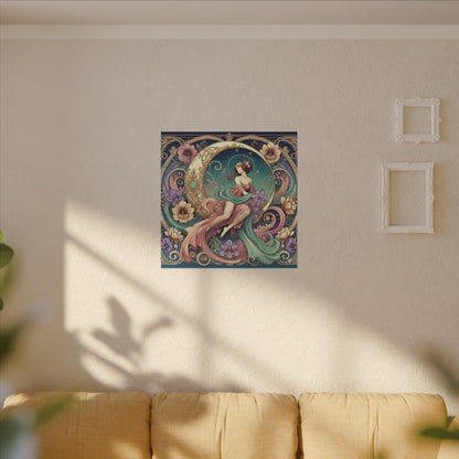 Floral Moon Muse – Art Nouveau Goddess Wall Art