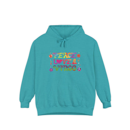 Peace Love & Virgo Unisex Hoodie – Groovy Retro Comfort Colors Midweight Hoodie