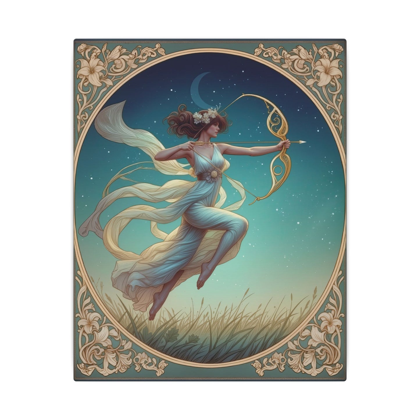 Artemis Under the Stars – Art Nouveau Goddess Wall Art