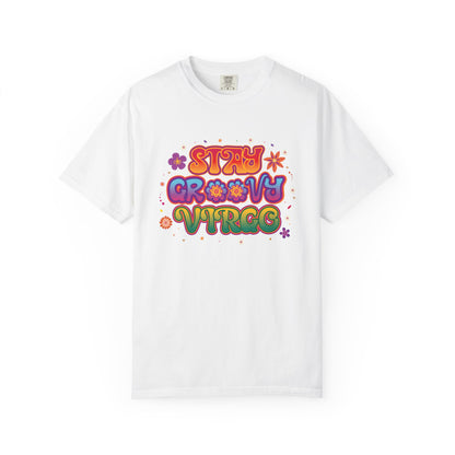 STAY GROOVY VIRGO – Retro Psychedelic Zodiac Tee