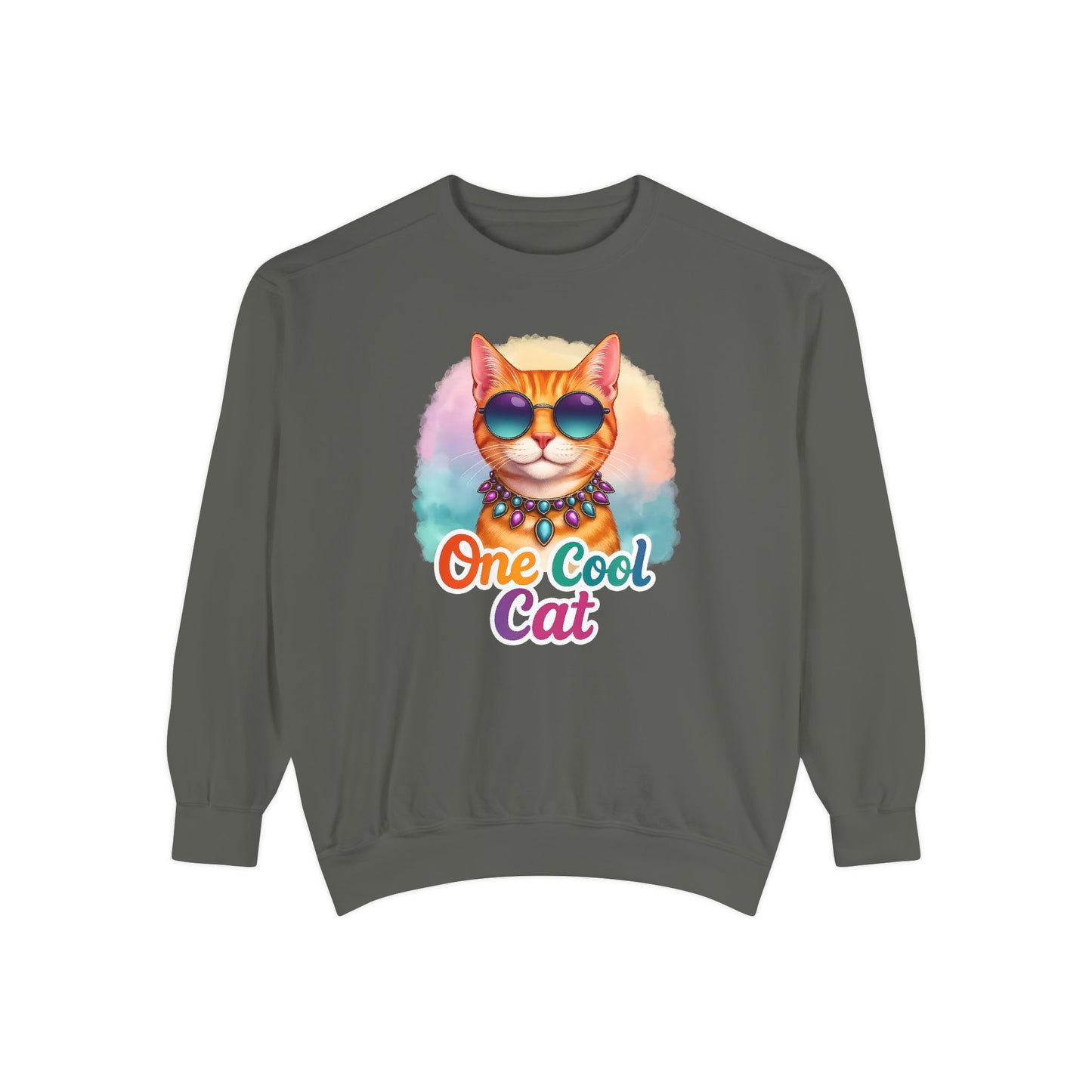 One Cool Cat Unisex Crewneck – Colorful Vibrant Comfort Colors Midweight Sweatshirt