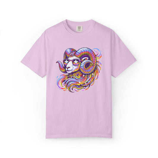 Psychedelic Aries Ram Tee – Retro Multicolor Zodiac Shirt