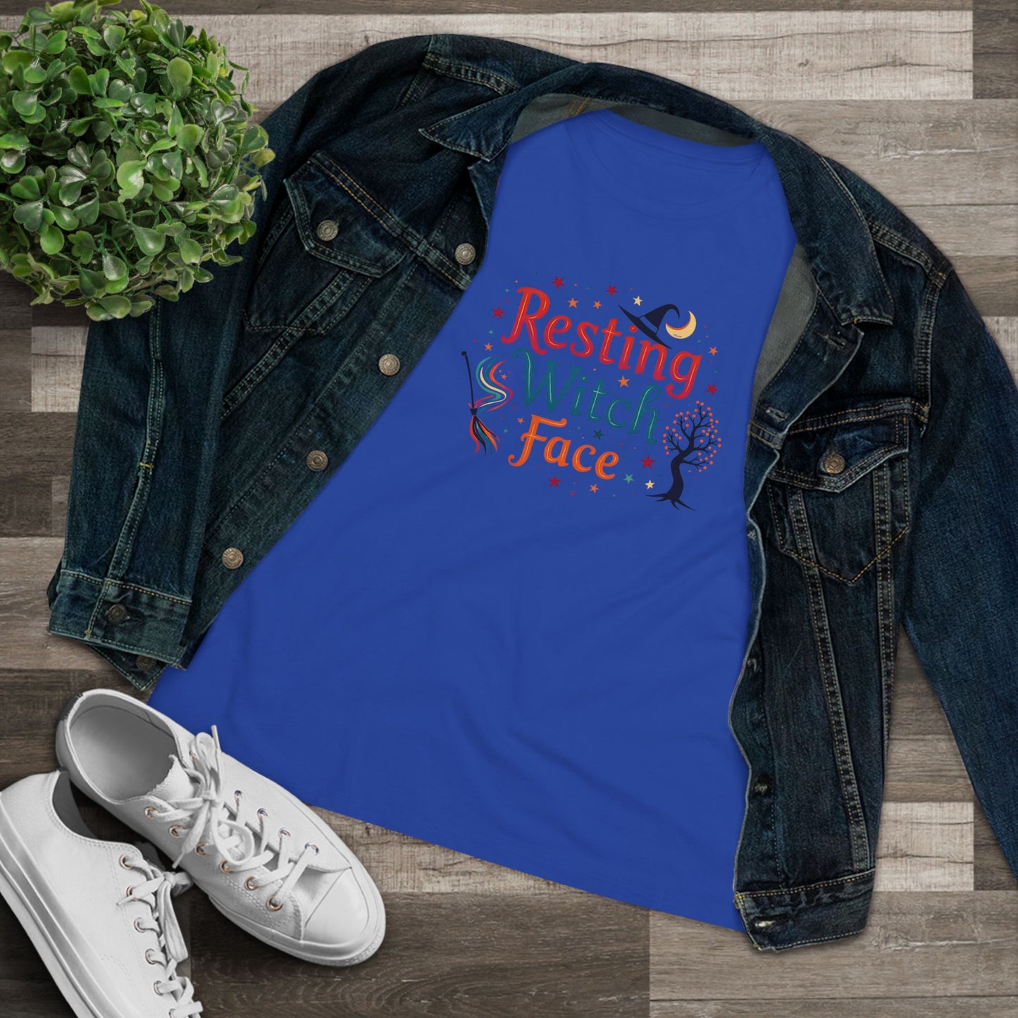 Resting Witch Face Women’s Relaxed Tee – Funny Magical Colorful Shirt