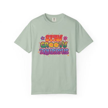 Stay Groovy Aquarius – Retro Flower Power Tee