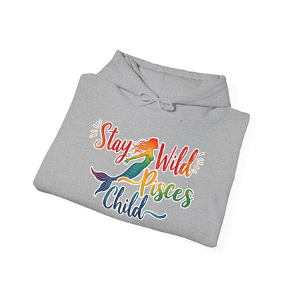 Stay Wild Pisces Child Hoodie | Rainbow Mermaid Astrology Sweatshirt | Cozy Zodiac Gift for Dreamers | Water Sign Starry Pullover | Mystical Pisces Apparel