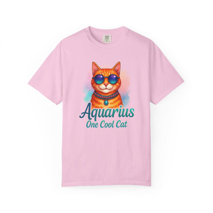 Aquarius One Cool Cat – Zodiac Kitty Vibes Tee