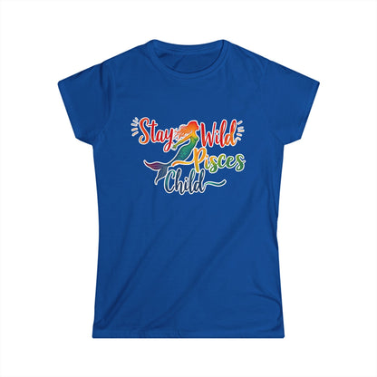 Stay Wild Pisces Child Women’s Softstyle Tee – Empowering Mermaid Zodiac Shirt