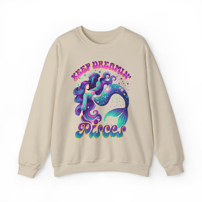 Keep Dreamin’ Pisces Sweatshirt | Celestial Mermaid Zodiac Crewneck | Cozy Astrology Gift for Dreamers | Water Sign Horoscope Apparel | Soft Star Sign Pullover