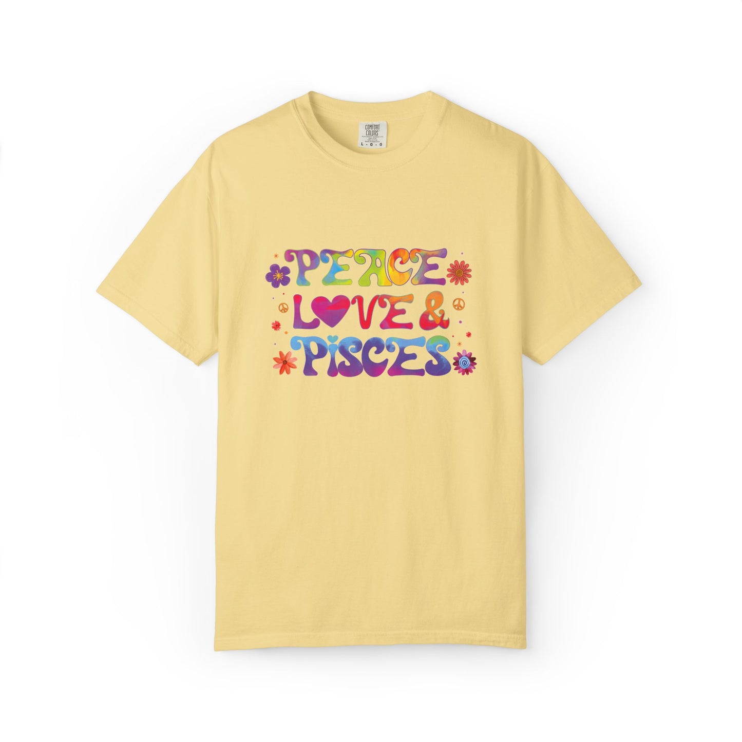 Peace Love & Pisces Tee – Retro Colorful Zodiac Shirt