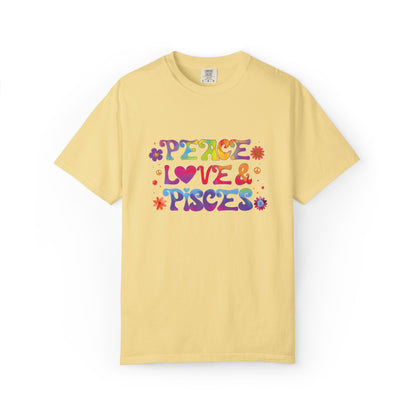 Peace Love & Pisces Tee – Retro Colorful Zodiac Shirt