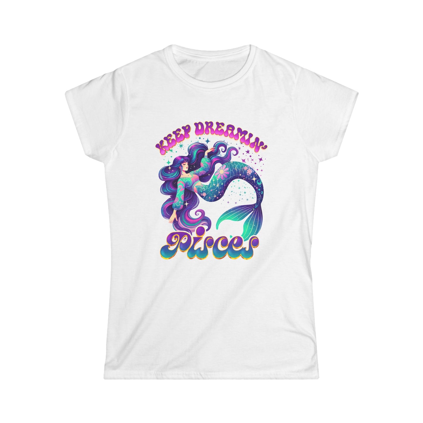 Keep Dreamin’ Pisces Women’s Softstyle Tee – Empowering Retro Zodiac Shirt