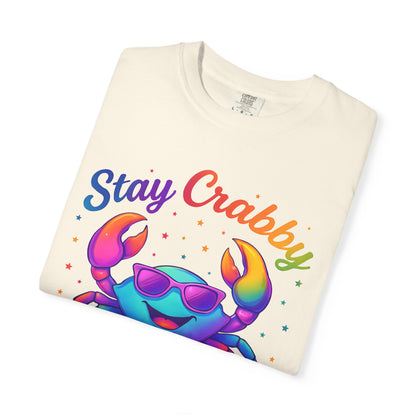 Stay Crabby Cancer – Rainbow Retro Crab