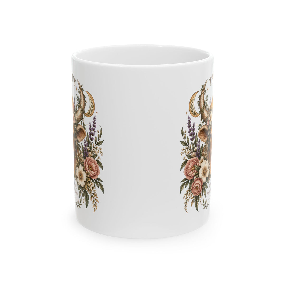 Taurus Floral Bull Zodiac Coffee Mug 11oz and 15oz | Whimsical Celestial Astrology Mug