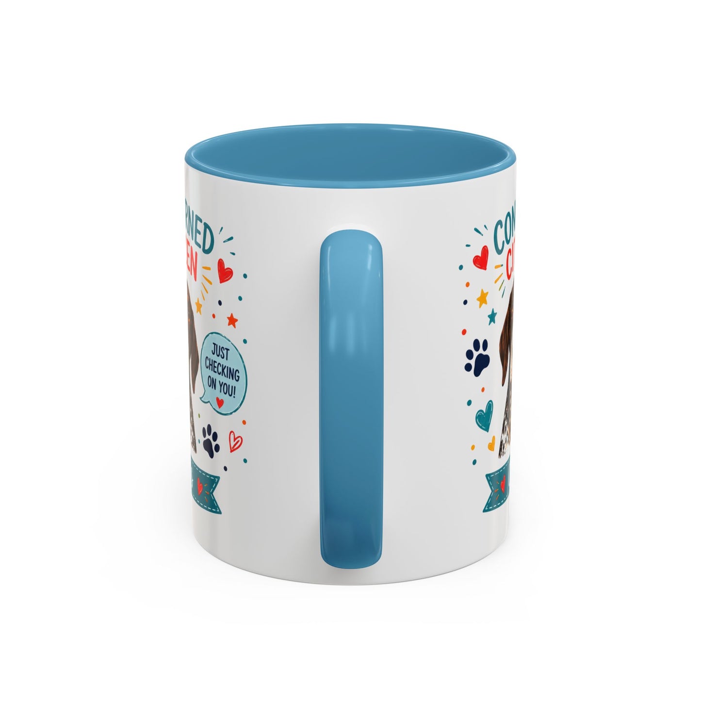 Personalized Dog Mug "Concerned Citizen" | Custom Pet Color Accent Mug with Dog Photo & Name | Funny Dog Lover Gift