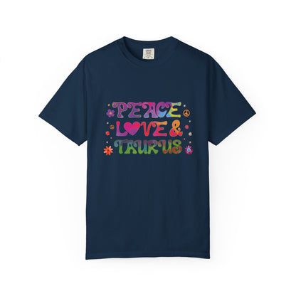 Peace Love & Taurus – Earthy Retro Zodiac Tee