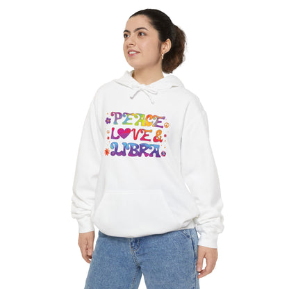 Peace Love & Libra Unisex Hoodie – Groovy Retro Comfort Colors Midweight Hoodie