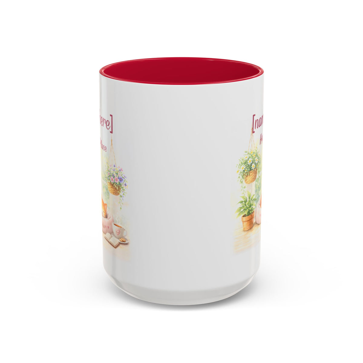 Personalized Name Cat Mug - Custom "Happy Place" Ceramic Mug for Cat Lovers