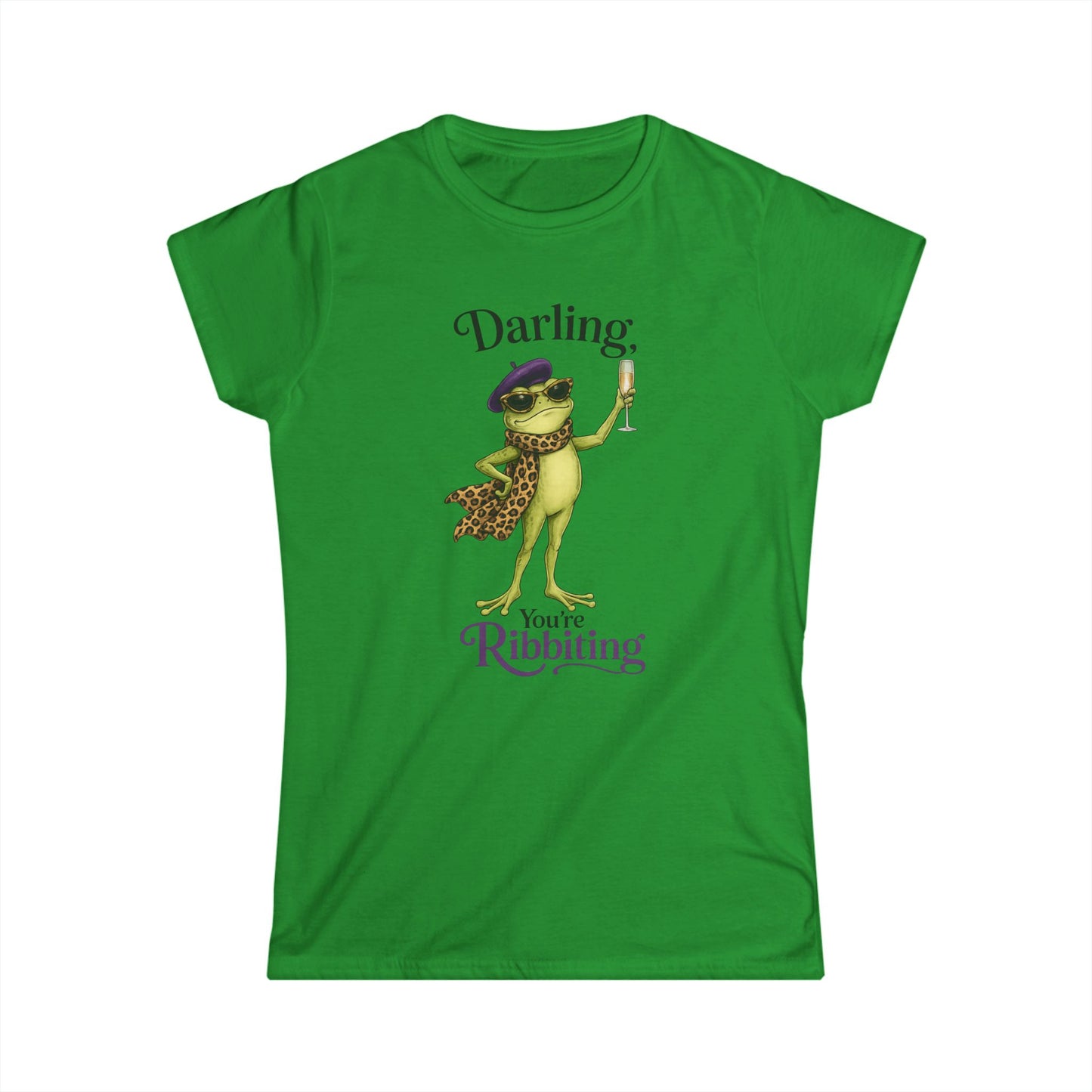 Darling, You’re Ribbiting Women’s Frog Tee | Funny Fashion Frog Affirmation Shirt | Glam Frog Graphic Tee