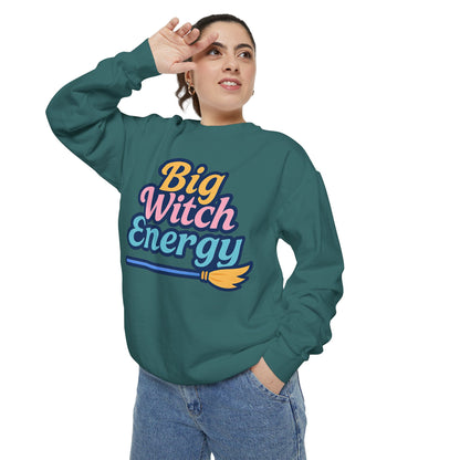 Big Witch Energy Sweatshirt – Colorful Pastel Broom Pullover
