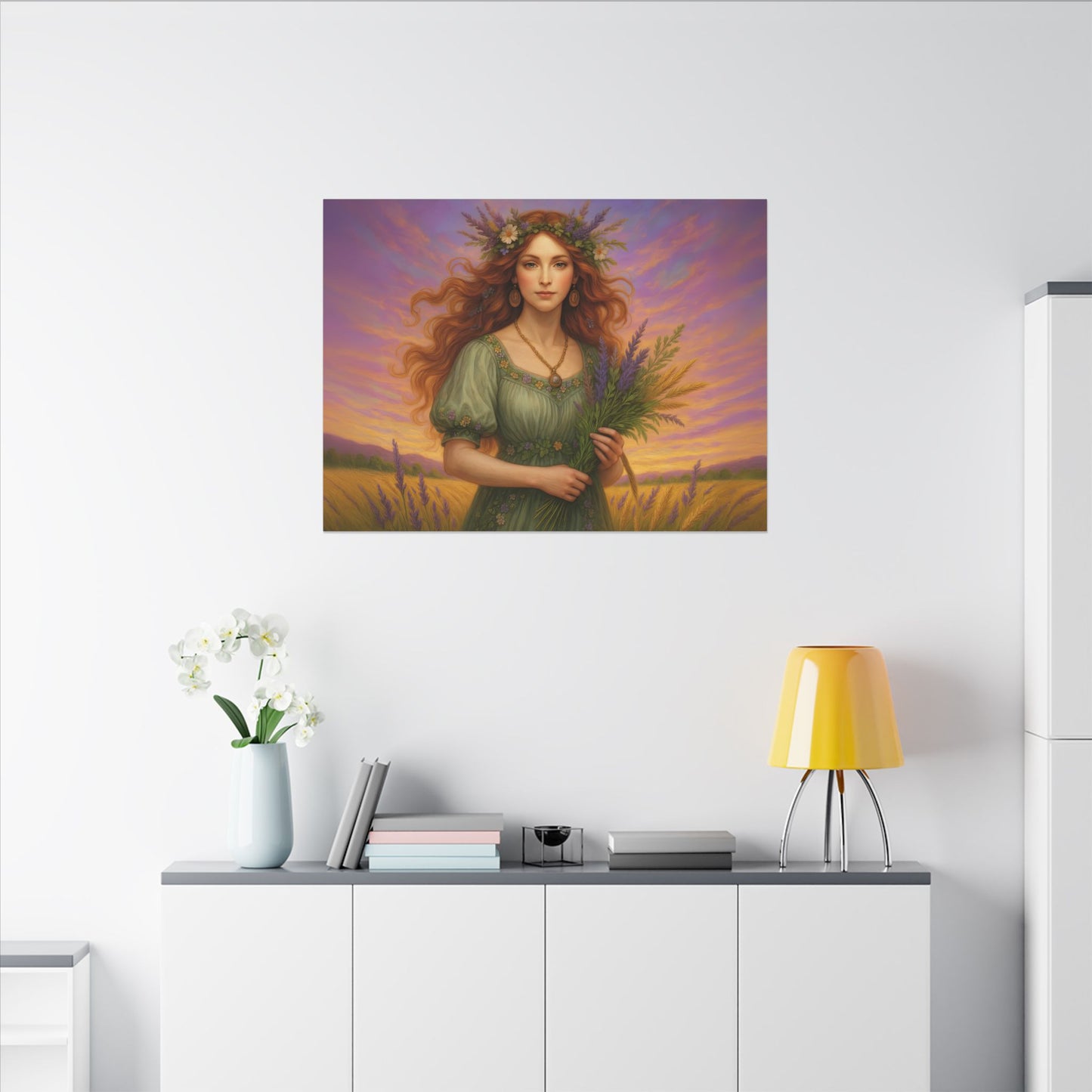 Virgo Zodiac Wall Art, Harvest Goddess Canvas Print, Astrology Home Decor, Virgo Gift for Her, Celestial Maiden Painting, Star Sign Wall Decor