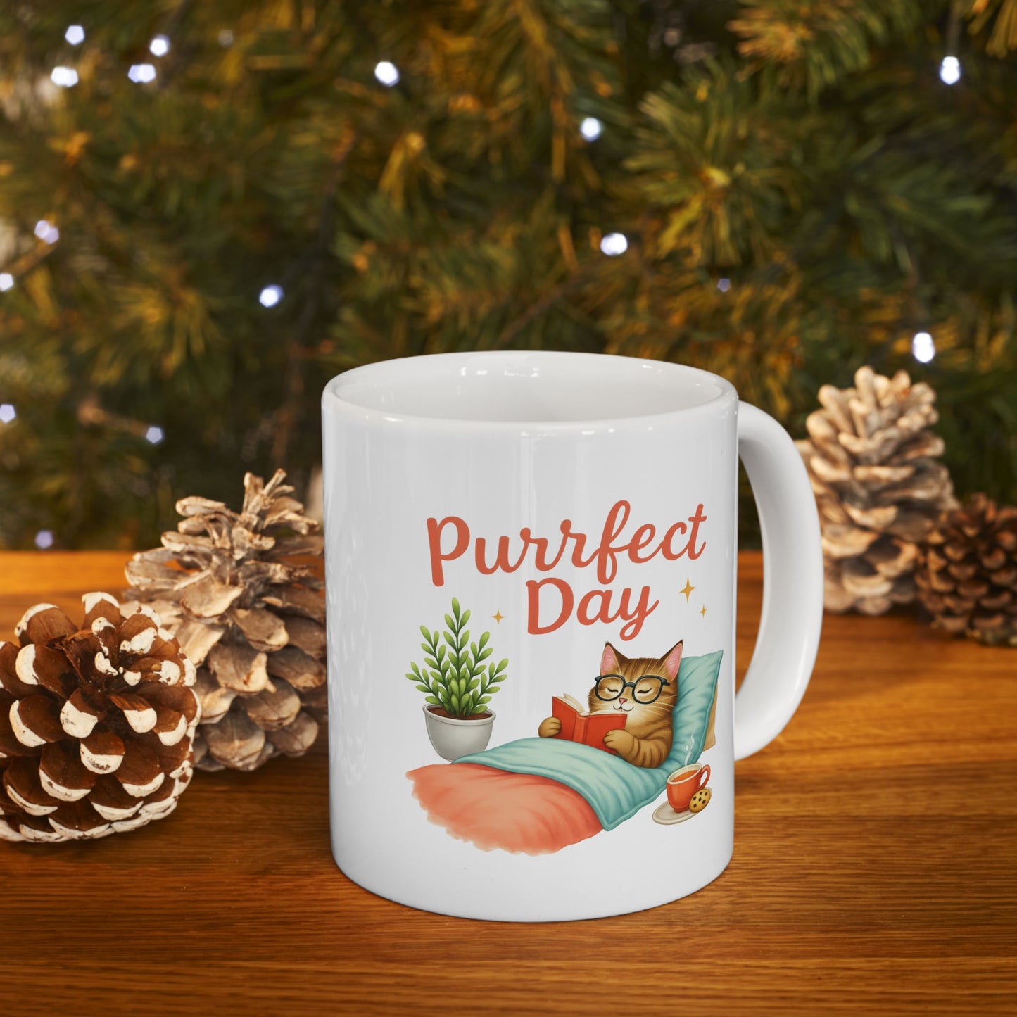 Purrfect Day – Cozy Cat Reading Adorable Coffee Mug (11oz & 15oz)