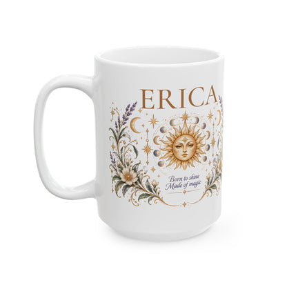 Personalized Boho Celestial Mug, Custom Name Coffee Cup, Sun and Moon Mug, Astrology Gift for Her