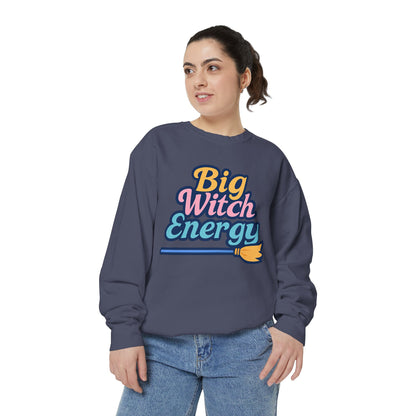 Big Witch Energy Sweatshirt – Colorful Pastel Broom Pullover