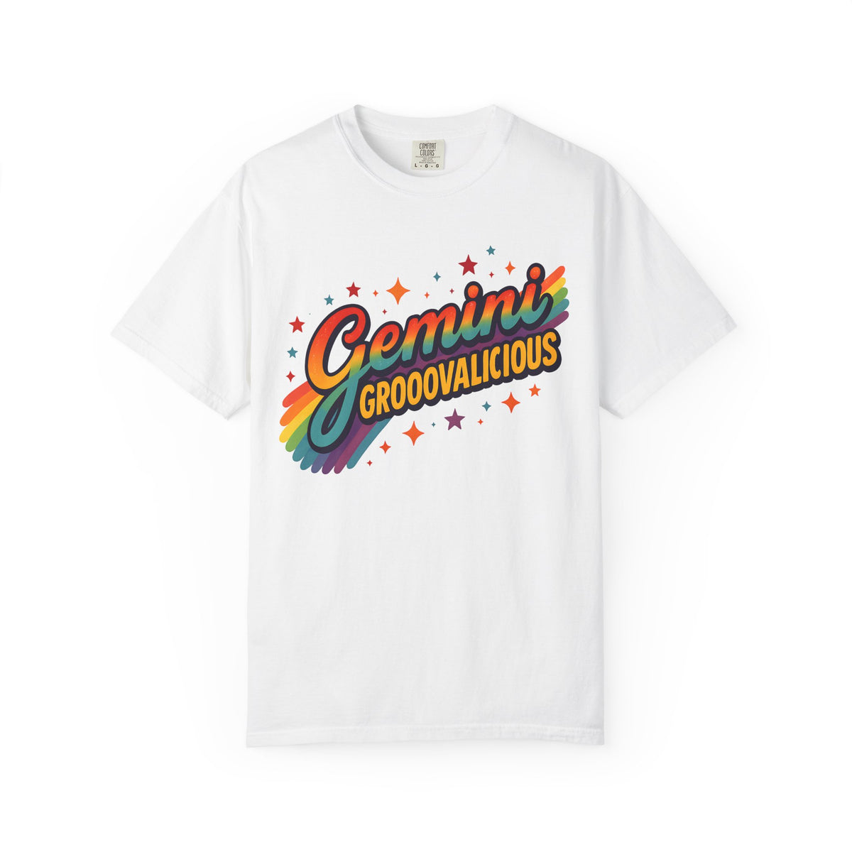 Gemini Groovalicious - Retro Disco Rainbow Zodiac Tee - Enchanted Sky