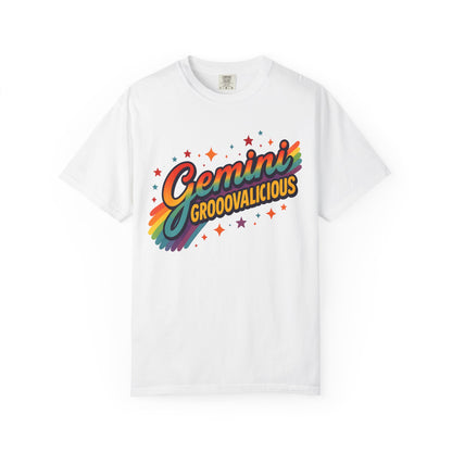 Gemini Groovalicious - Retro Disco Rainbow Zodiac Tee - Enchanted Sky