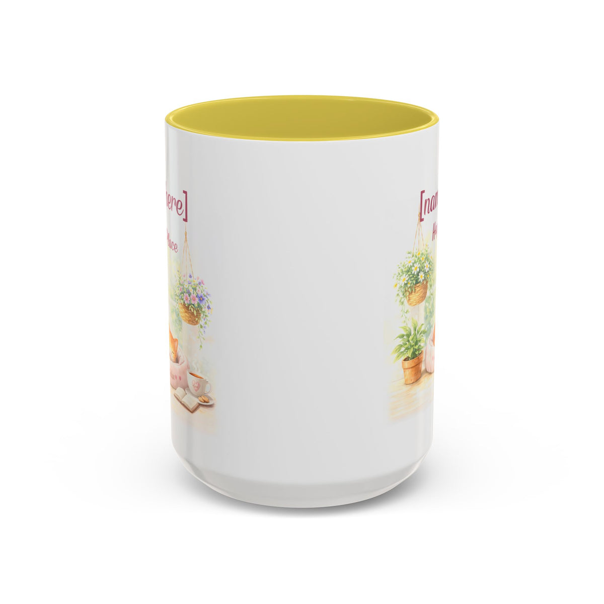 Personalized Name Cat Mug - Custom "Happy Place" Ceramic Mug for Cat Lovers