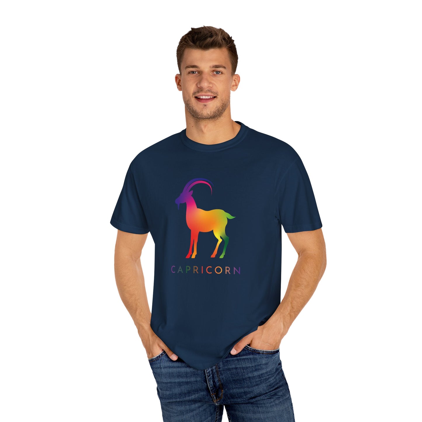 Capricorn – Rainbow Gradient Zodiac Goat Tee
