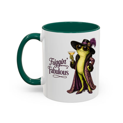 Friggin' Fabulous Frog Mug | Cute Frog Coffee Mug for Women | Funny Glam Frog Gift | Colored Mug