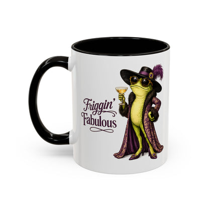 Friggin' Fabulous Frog Mug | Cute Frog Coffee Mug for Women | Funny Glam Frog Gift | Colored Mug