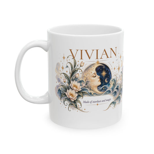 Personalized Boho Celestial Moon Mug, Custom Name Coffee Cup, Celestial Wave Mug, Astrology Gift for Her