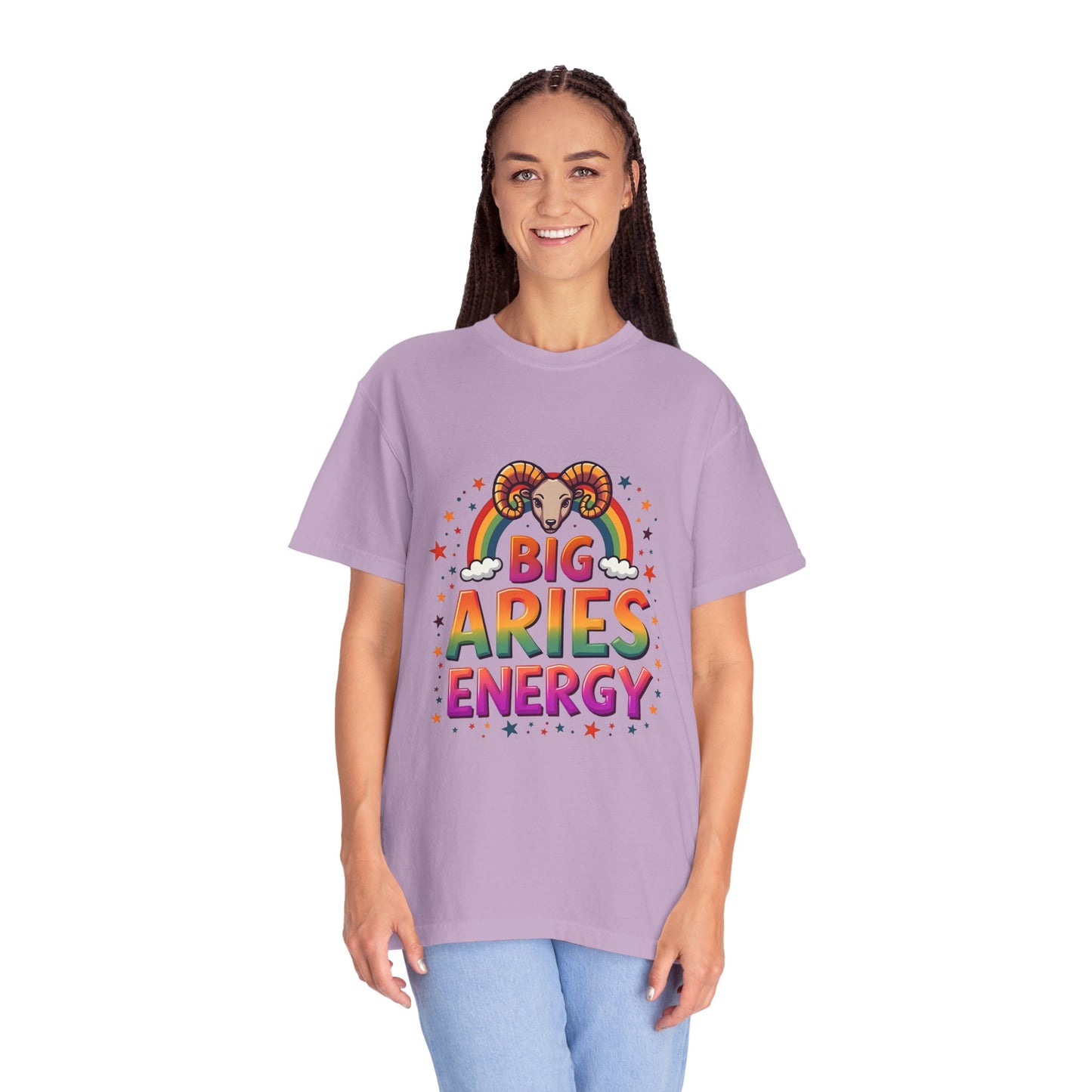 Big Aries Energy T-Shirt | Astrology Zodiac Tee | Comfort Colors Aries Shirt | Fire Sign Birthday Gift | Retro Horoscope Graphic Tee for Aries Lovers