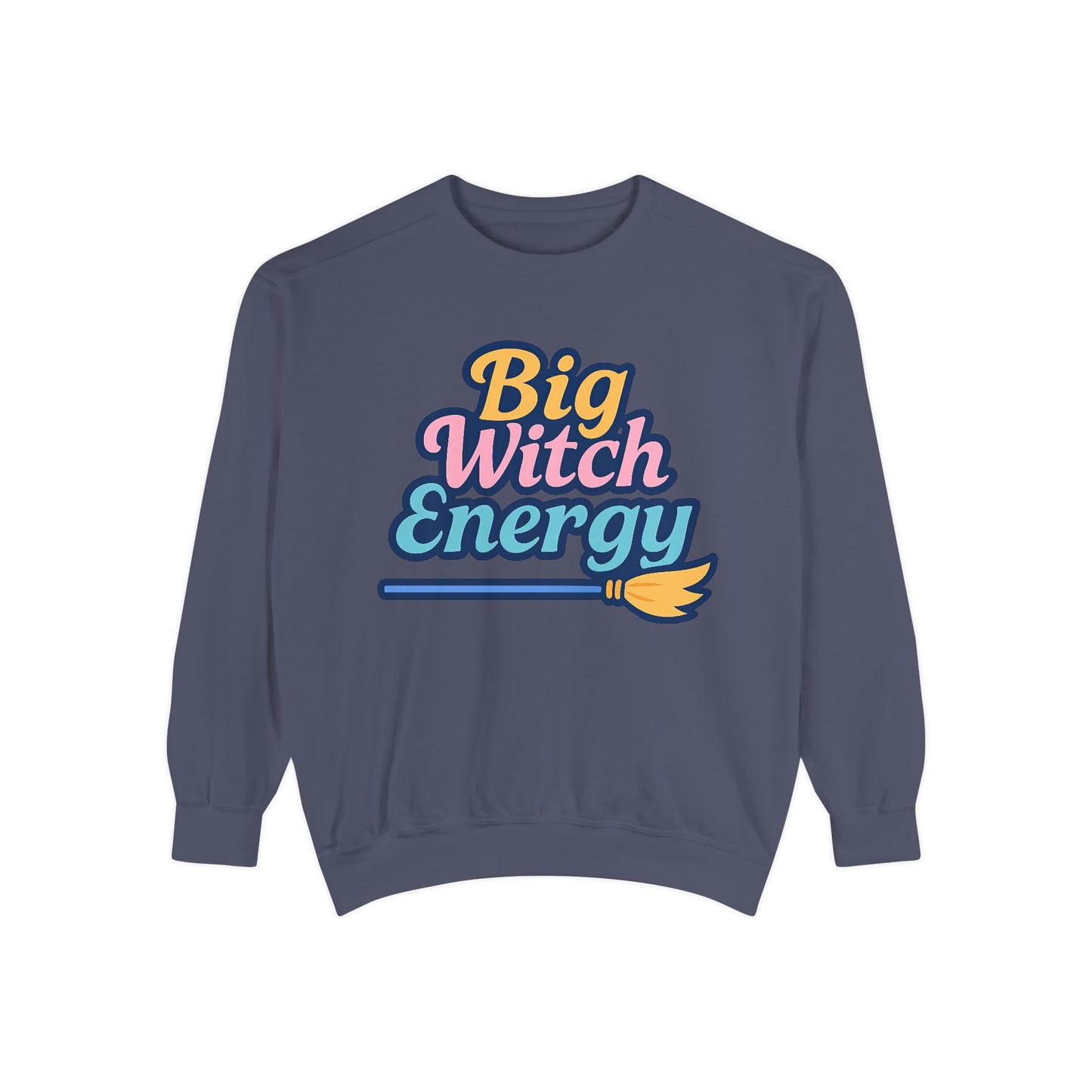 Big Witch Energy Sweatshirt – Colorful Pastel Broom Pullover