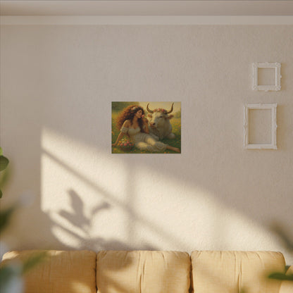 Taurus Zodiac Wall Art, Renaissance Taurus Canvas Print, Astrology Home Decor, Taurus Gift for Her, Celestial Bull Painting, Star Sign Wall Decor