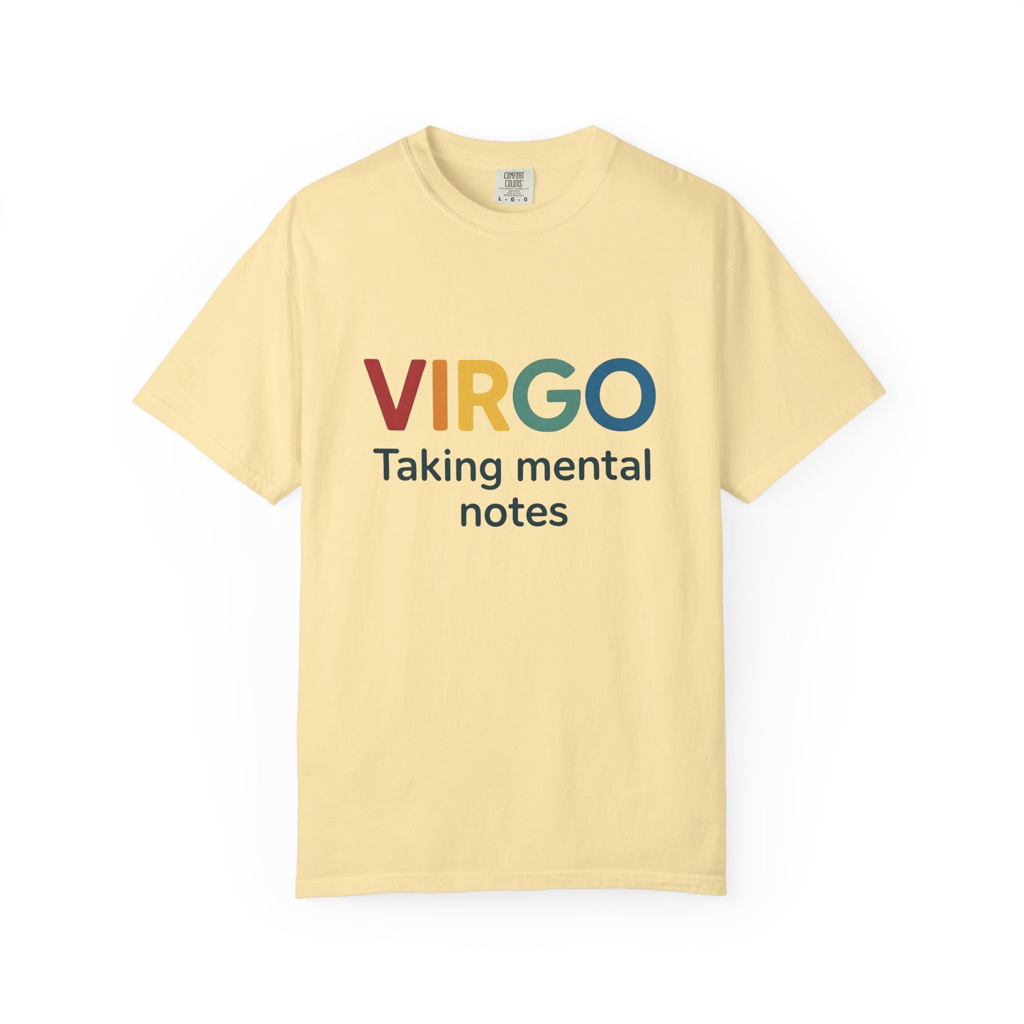 VIRGO Taking Mental Notes – Rainbow Minimalist Zodiac Tee